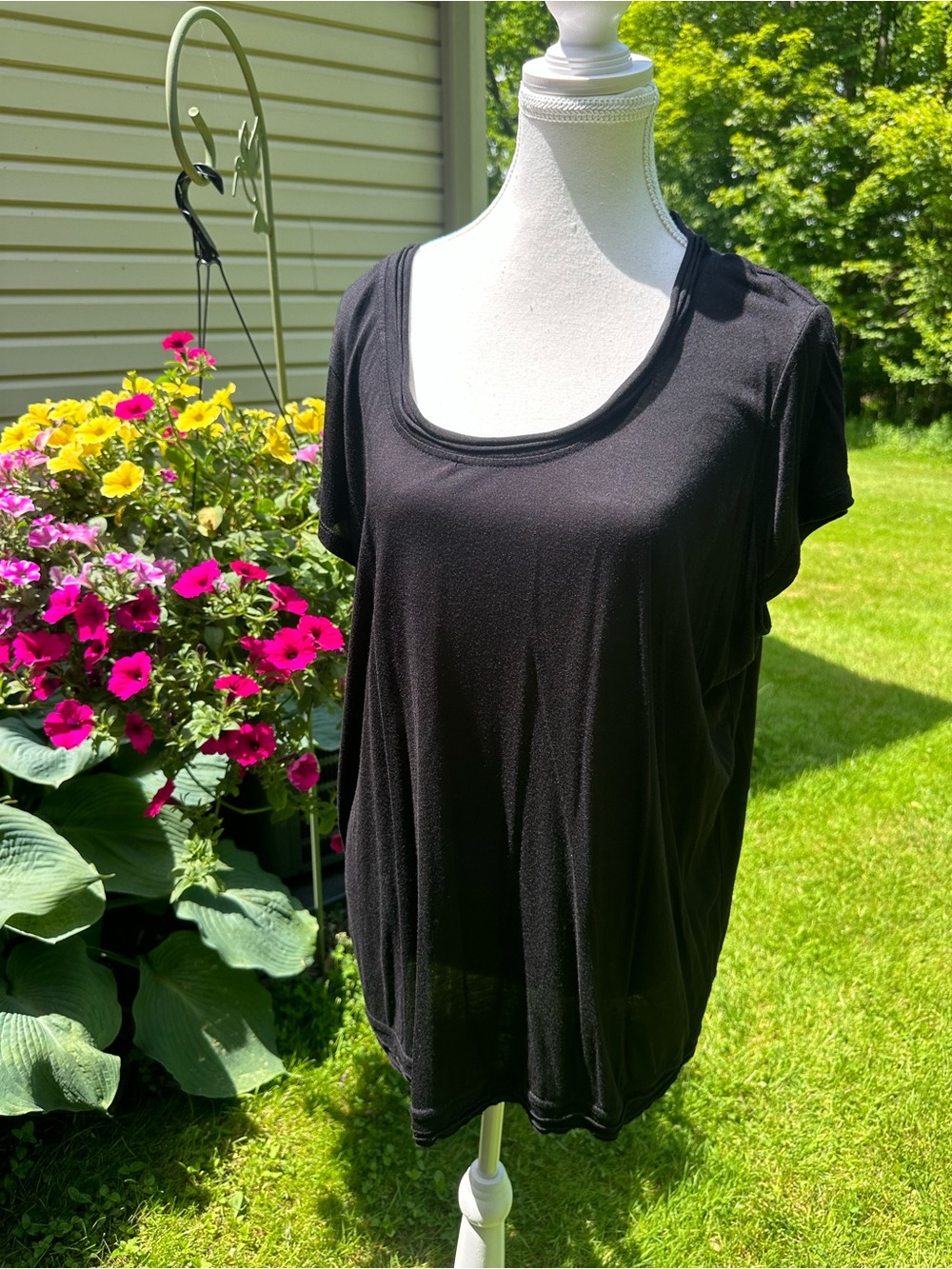 Philosophy Basic Scoop Neck Women's Top - Black 1x - Picture 2 of 6
